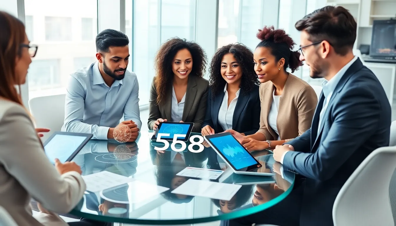 professionals discussing the significance of numerology in a modern office.